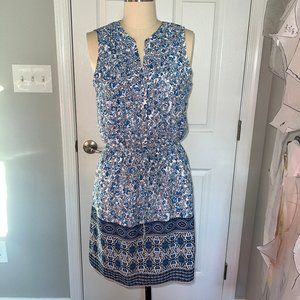 Gap Printed Floral Dress Drawstring Waist